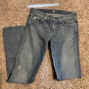 7 for all Mankind Light Wash Distressed Straight Leg Sz 29